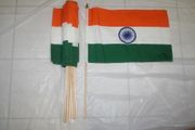 6 INDIA COUNTRY FLAG 12" X 18" LARGE STICK FLAGS .. NEW