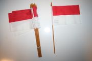 6 INDONESIA NATIONAL COUNTRY 4" X 6" SMALL STICK FLAGS ON 10" POLE .. NEW