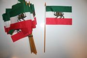 6 IRAN PERSIAN COUNTRY FLAG 4" X 6" SMALL STICK FLAGS ON 10" POLE .. NEW