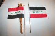 6 IRAQ NATIONAL COUNTRY FLAG 4" X 6" SMALL STICK FLAGS ON 10" POLE .. NEW
