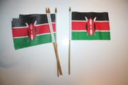 6 KENYA NATIONAL COUNTRY FLAG 4" X 6" SMALL STICK FLAGS ON 10" POLE .. NEW