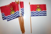 6 KIRIBATI NATIONAL COUNTRY FLAG 4" X 6" SMALL STICK FLAGS ON 10" POLE .. NEW
