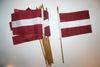 6 LATVIA NATIONAL COUNTRY FLAG 4" X 6" SMALL STICK FLAGS ON 10" POLE .. NEW