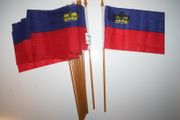6 LIECHENSTEIN NATIONAL COUNTRY FLAG 4" X 6" SMALL STICK FLAGS ON 10" POLE .. NEW