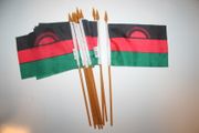 6 MALAWI NATIONAL COUNTRY FLAG 4" X 6" SMALL STICK FLAGS ON 10" POLE .. NEW