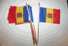6 MOLDOVA NATIONAL COUNTRY FLAG 4" X 6" SMALL STICK FLAGS ON 10" POLE .. NEW