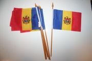 6 MOLDOVA NATIONAL COUNTRY FLAG 4" X 6" SMALL STICK FLAGS ON 10" POLE .. NEW