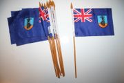 6 MONTSERRAT NATIONAL COUNTRY 4" X 6" SMALL STICK FLAGS ON 10" POLE .. NEW