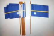 6 NAURU NATIONAL COUNTRY 4" X 6" SMALL STICK FLAGS ON 10" POLE .. NEW