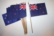 6 NEW ZEALAND NATIONAL COUNTRY 4" X 6" SMALL STICK FLAGS ON 10" POLE .. NEW