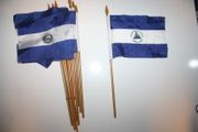 6 NICARAGUA NATIONAL COUNTRY 4" X 6" SMALL STICK FLAGS ON 10" POLE .. NEW