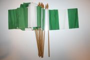 6 NIGERIA NATIONAL COUNTRY 4" X 6" SMALL STICK FLAGS ON 10" POLE .. NEW