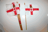 6 NORTHERN IRELAND NATIONAL COUNTRY 4" X 6" SMALL STICK FLAGS ON 10" POLE .. NEW