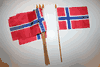 6 NORWAY NATIONAL COUNTRY 4" X 6" SMALL STICK FLAGS ON 10" POLE .. NEW