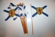 6 NOVA SCOTIA CANADIAN PROVINCIAL FLAG 4" X 6" SMALL STICK FLAG ON 10" POLE .. NEW
