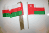 6 OMAN NATIONAL COUNTRY 4" X 6" SMALL STICK FLAGS ON 10" POLE .. NEW