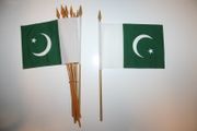 6 PAKISTAN NATIONAL SMALL 4" X 6" SMALL STICK FLAGS ON 10" POLE .. NEW