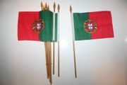 6 PORTUGAL NATIONAL COUNTRY 4" X 6" SMALL STICK FLAGS ON 10" POLE .. NEW