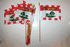 6 PRINCE EDWARD ISLAND PEI CANADIAN PROVINCIAL FLAG 4" X 6" SMALL STICK FLAGS ON 10" POLE .. NEW