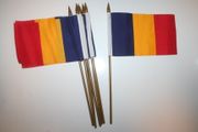 6 ROMANIA NATIONAL COUNTRY 4" X 6" SMALL STICK FLAGS ON 10" POLE .. NEW