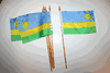 6 RWANDA NATIONAL COUNTRY 4" X 6" SMALL STICK FLAGS ON 10" POLE .. NEW