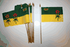 6 SASKATCHEWAN CANADIAN PROVINCIAL FLAG 4" X 6" SMALL STICK FLAGS ON 10" POLE .. NEW