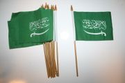 6 SAUDI ARABIA NATIONAL COUNTRY 4" X 6" SMALL STICK FLAGS ON 10" POLE .. SAUDI-ARABIA ...NEW