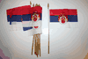 6 SERBIA NATIONAL COUNTRY 4" X 6" SMALL STICK FLAGS ON 10" POLE .. NEW