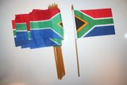 6 SOUTH AFRICA COUNTRY 4" X 6" SMALL STICK FLAGS ON 10" POLE ..NEW