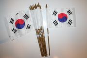 6 SOUTH KOREA NATIONAL COUNTRY FLAG 4" X 6" SMALL STICK FLAGS ON 10" POLE .. NEW