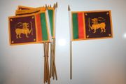 6 SRI LANKA COUNTRY 4" X 6" SMALL STICK FLAGS ON 10" POLE 