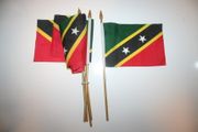 6 ST KITTS & NEVIS COUNTRY 4" X 6" SMALL STICK FLAGS ON 10" POLE .. NEW