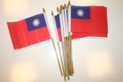 6 TAIWAN COUNTRY 4" X 6" SMALL STICK FLAGS ON 10" POLE .. NEW