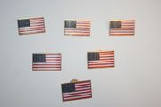 6 USA SQUARE COUNTRY FLAG SMALL METAL LAPEL PINS BADGES ... UNITED STATES STARS AND STRIPES .. NEW