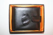 AC MILAN FOOTBALL CLUB BLACK LEATHER WALLET .. SOCCER .. NEW