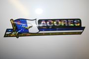 ACORES COUNTRY FLAG LONG METALIC BUMPER STICKER DECAL EMBLEM ..  AZORES .. NEW