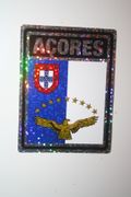 ACORES COUNTRY FLAG SMALL METALIC CAR AUTOMOBILE BUMPER STICKER DECAL EMBLEM .. AZORES NEW