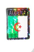 ALGERIA SQUARE COUNTRY FLAG METALLIC BUMPER STICKER DECAL .. SIZE  3" X 4" INCHES .. NEW