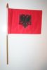 ALBANIA COUNTRY  4" X 6" SMALL STICK FLAG WITH 10 INCH POLE .. NEW