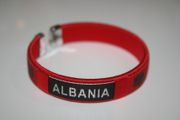 ALBANIA COUNTRY FLAG RED FLEXIBLE METAL  NYLON BRACELET ... NEW