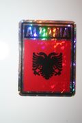 ALBANIA COUNTRY FLAG SMALL METALIC CAR AUTOMOBILE BUMPER STICKER DECAL EMBLEM . NEW