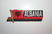 ALBANIA COUNTRY FLAG WORD IRON-ON PATCH CREST BADGE .. NEW