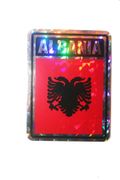 ALBANIA SQUARE COUNTRY FLAG METALLIC BUMPER STICKER DECAL .. SIZE 11 3/4" X 3" INCHES .. NEW