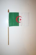 ALGERIA COUNTRY 4" X 6" SMALL STICK FLAG WITH 10" POLE ..NEW