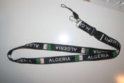 ALGERIA COUNTRY FLAG BLACK LANYARD KEYCHAIN PASSHOLDER .. NEW