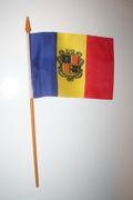 ANDORRA COUNTRY 4" X 6"  SMALL STICK FLAG WITH 10 INCH POLE .. NEW