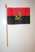 ANGOLA COUNTRY 4" X 6" SMALL STICK FLAG WITH 10" POLE .. NEW