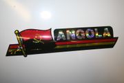 ANGOLA COUNTRY FLAG LONG METAL BUMPER STICKER DECAL EMBLEM . NEW