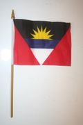 ANTIGUA & BARBUDA COUNTRY 4" X6" SMALL STICK FLAG WITH 10" POLE .. NEW