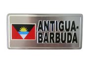 ANTIGUA & BARBUDA COUNTRY FLAG SILVER LICENSE PLATE STICKER ... NEW